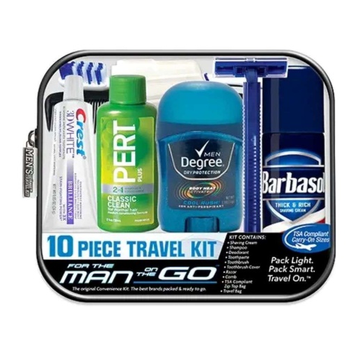 Men's Deluxe Brand Travel Kits - 10 Pieces