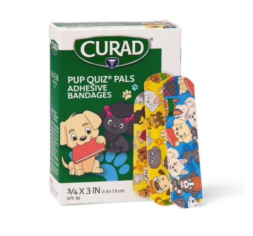 Curad Kid's Bandages - Pup Quiz Pals, 3/4" X 3", 50 Pack