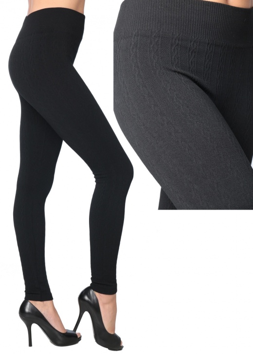 Women's Seamless Leggings in Black - Cable, Queen