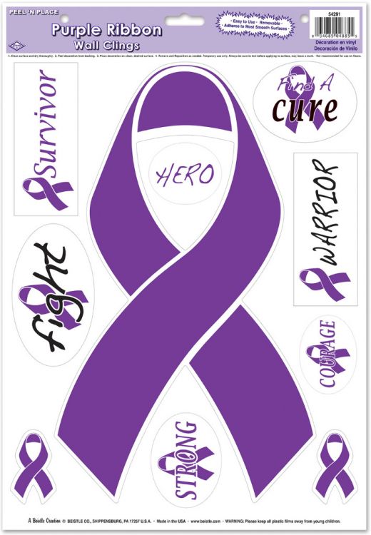 Purple Ribbon Sticker Sheets - 10 Pack
