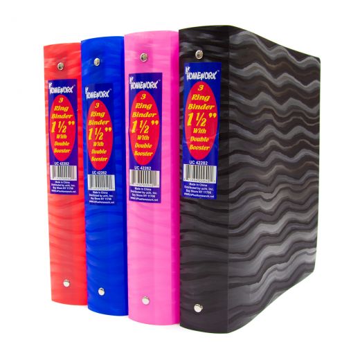1.5" 3-Ring Binders - Assorted Colors, Wave Design