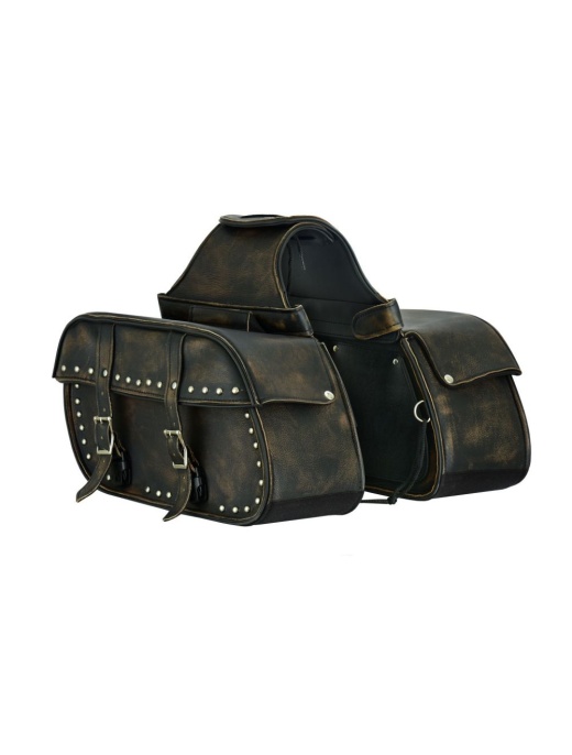 Dream Apparel Genuine Distressed Brown Naked Cowhide Leather Concealed Carry Saddlebag