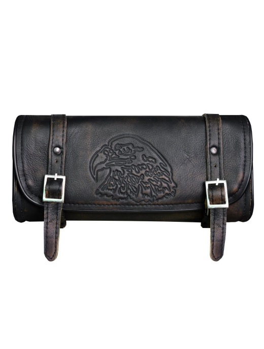 Dream Apparel Distress Brown Leather 12 Motorcycle Tool Bag With Eagle