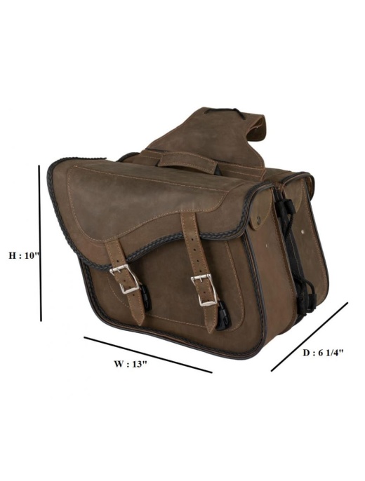 Dream Apparel Motorcycle Genuine Brown Leather Saddlebag with Gun Holsters