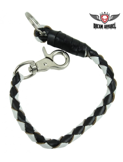 14" White And Black Get Back Whip Key Chain