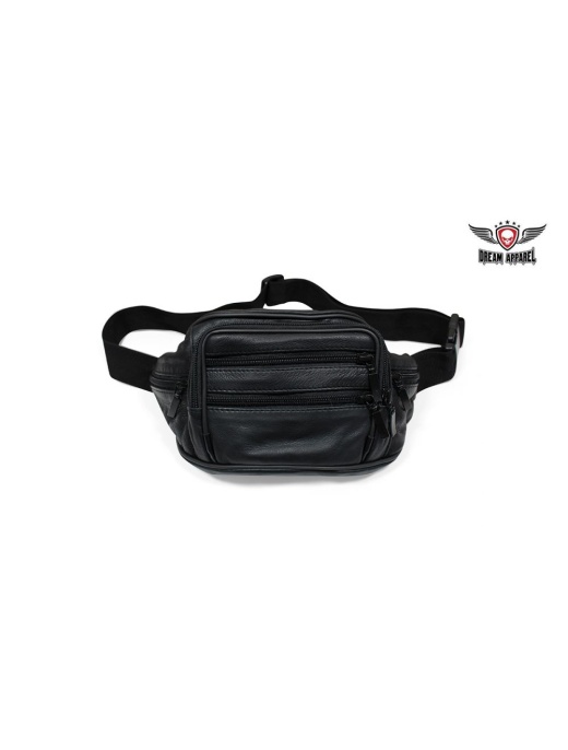 Black Leather Fanny Pack