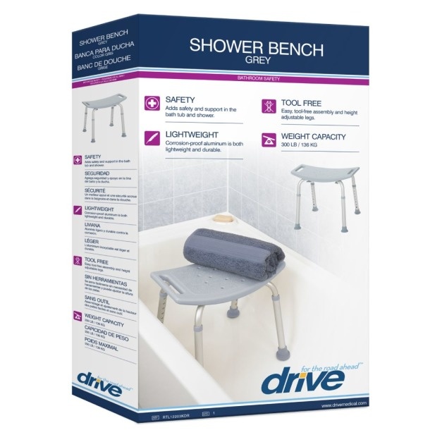 Deluxe Aluminum Shower Bench Without Back