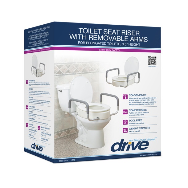 Premium Raised Toilet Seat With Removable Arms