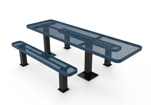 8' Rectangular Accessible Expanded Metal Independent Pedestal Table - Surface Mount