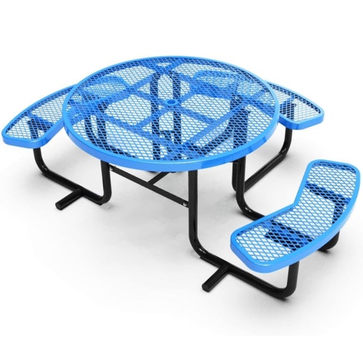 46'' Round Ada Expanded Metal Picnic Table - Portable - Thermoplastic Coated