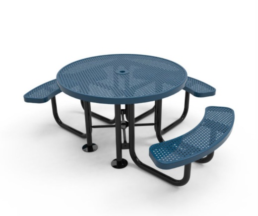 46" Round 3 Seat Punched Steel Table - Portable