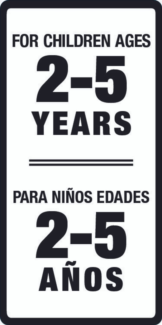Age Group 2-5 Years Warning Label - English & Spanish