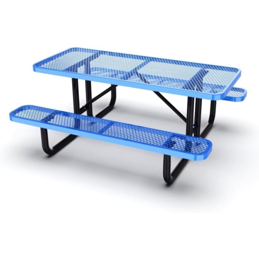 6' Rectangular Expanded Metal Picnic Table - Portable - Thermoplastic Coated