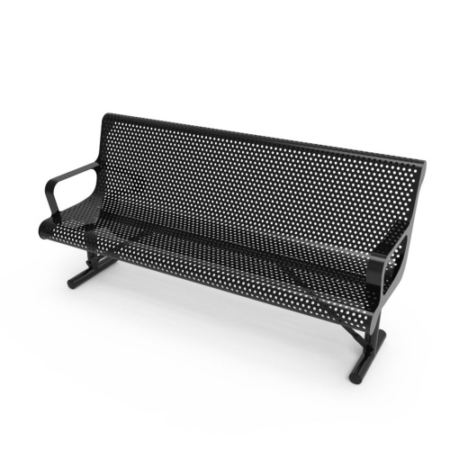 6' Contoured Bench With Arm - Punched Steel - Portable