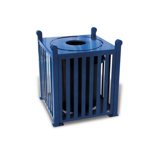 32 Gallon Savannah Slatted Square Trash Receptacle With Flat Top Lid And Liner