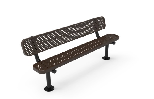 6' Bench Punched Steel W/Back - Surface Mount
