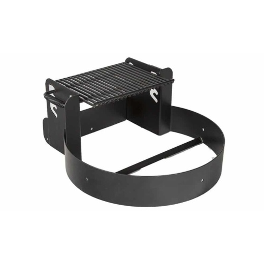 Steel Fire Ring With Adjustable Grate And Tilt Back Staples