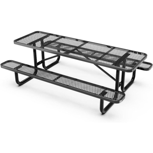 8' Rectangular Expanded Metal Picnic Table - Portable - Thermoplastic Coated