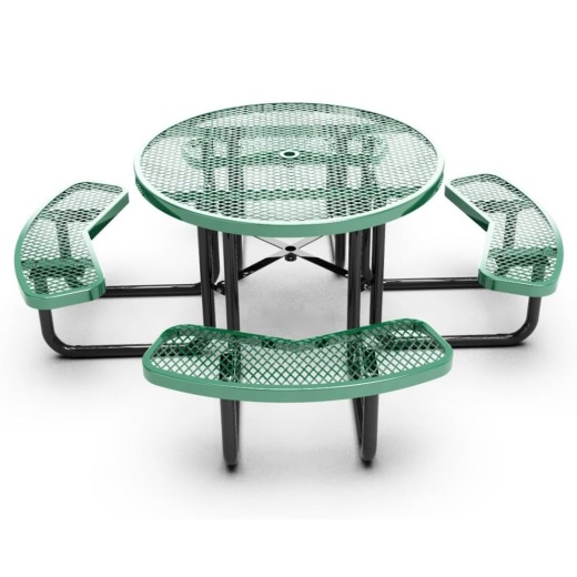 46'' Round Expanded Metal Picnic Table - Portable - Thermoplastic Coated