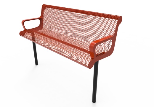 4' Contoured Bench With Arm - Expanded Metal - Inground