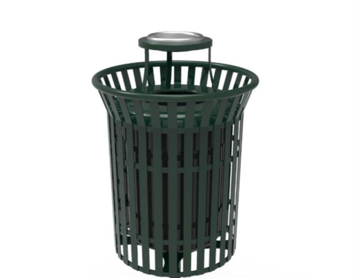 32 Gallon Skyline Trash Receptacle W/Flared Top - Ash Bonnet-Line-Strap Metal