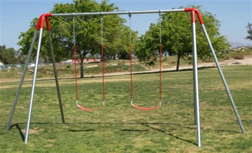 2 Seat Heavy Duty Tripod Swing Set With Strap Seats - 8' h