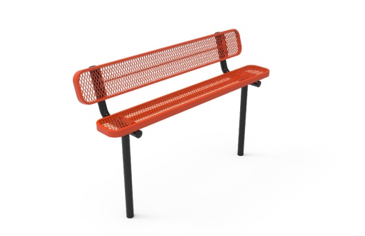 4' Expanded Metal Bench W/Back - Inground Mount