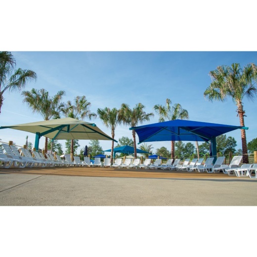 20' X 20'X 8' High Inground Square Cantilever Umbrella Shade With Glide