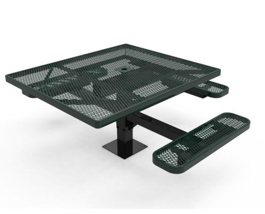 46" Square Ada 3 Seat Pedestal Table Expanded Metal - Surface Mount
