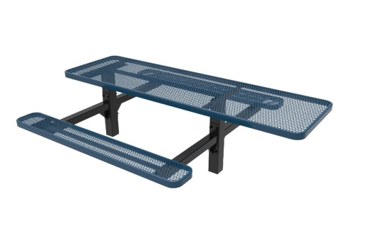 8' Double Pedestal Accessible Expanded Metal Table - Inground Mount