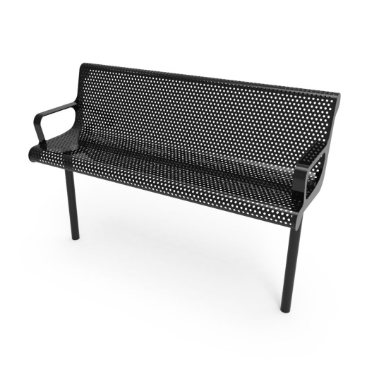 6' Contoured Bench With Arm - Punched Steel - Inground