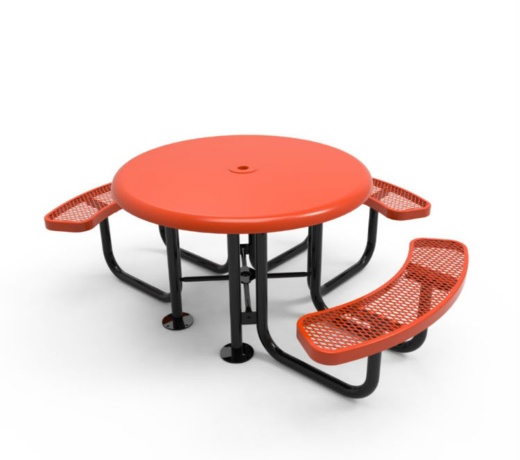 46" Round Solid Top Ada 3 Seat Picnic Table | Expanded Metal - Portable