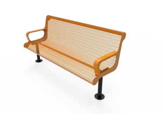 4' Contoured Bench With Arm - Expanded Metal - Surface Mount