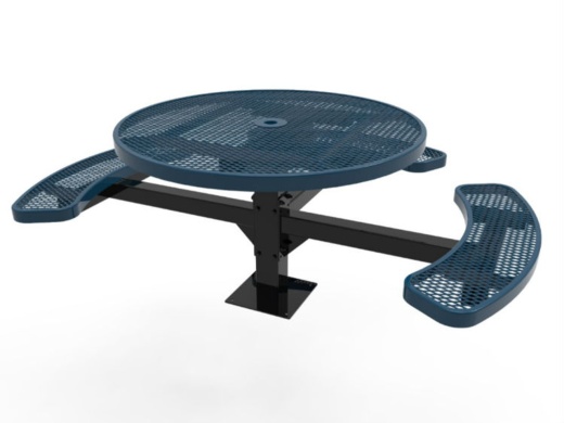 46" Round Pedestal Ada 3 Seat Expanded Metal Picnic Table - Surface Mount