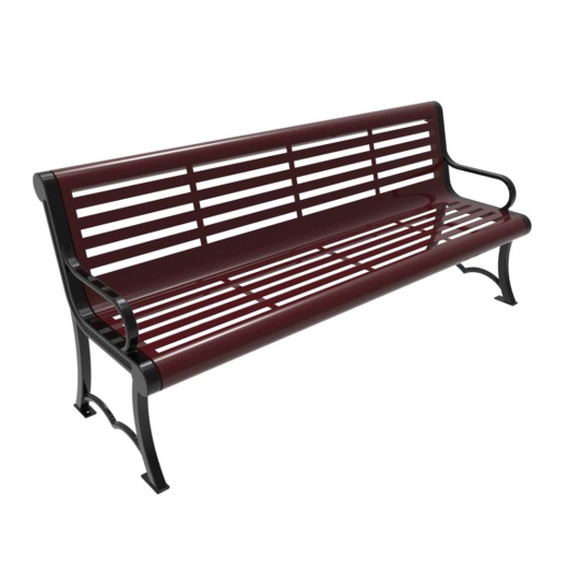 6' Austin Bench-Horizontal Slatted Steel W/Arm - Portable