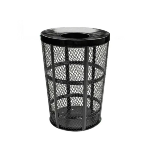 48 Gallon Round Steel Mesh Trash Can With Flat Lid
