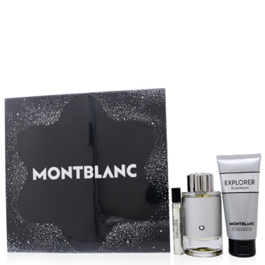 Cs Explorer Platinum/Mont Blanc Set (M) Edp Spray 3.3 Oz Edp Spray 0.25 Oz Shower Gel 3.3 Oz In Box