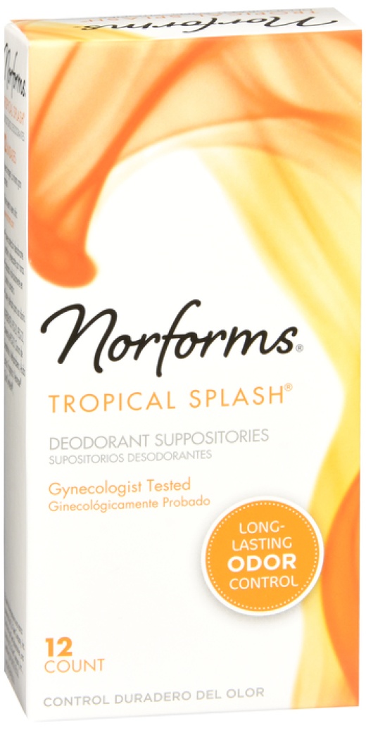 Norforms Deodorant Suppositories Tropical Splash 12 Ea