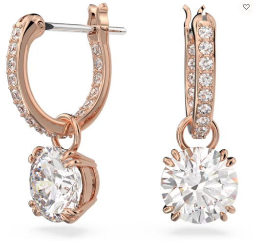 Swarovski Collections Constella Drop Earrings - Round Cut, White, Rose Gold-Tone Plated