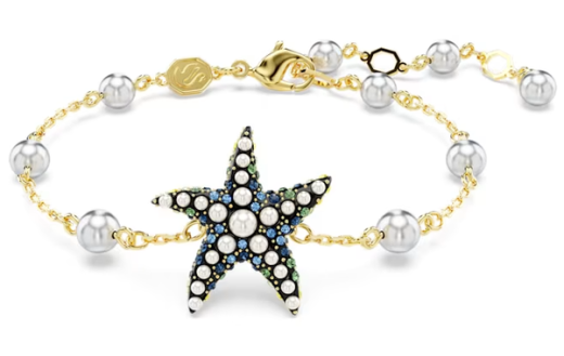 Swarovski Collection Idyllia Bracelet: Crystal Pearls, Starfish, Multicolored, Gold-Tone Plated