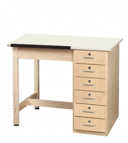 Art/Drafting Table with 6 Locking Drawers