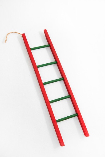 16" Red & Green Wood Ladder Ornament - Perfect Holiday Decor