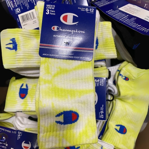 Ch@Mpion Men's Crew Shoe Size 6-12 Double Dry Arch Support (24 Pcs Lot)