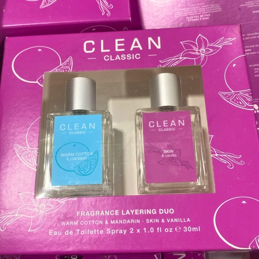 Clean Classic Fragrance Layering Duo Warm Cotton & Mandarin - Skin & Vanilla Eau De Toilette Spray 1.0Oz (48 Pcs Lot)