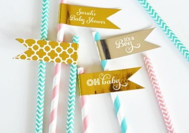 Personalized Metallic Foil Flag Labels - Baby