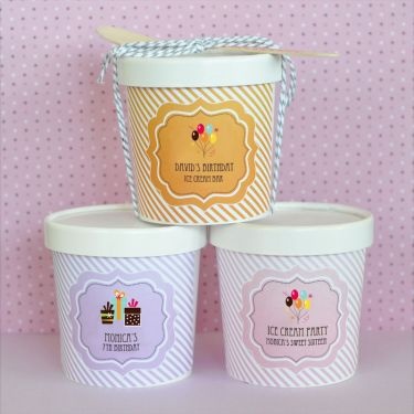 Personalized Birthday Mini Ice Cream Containers