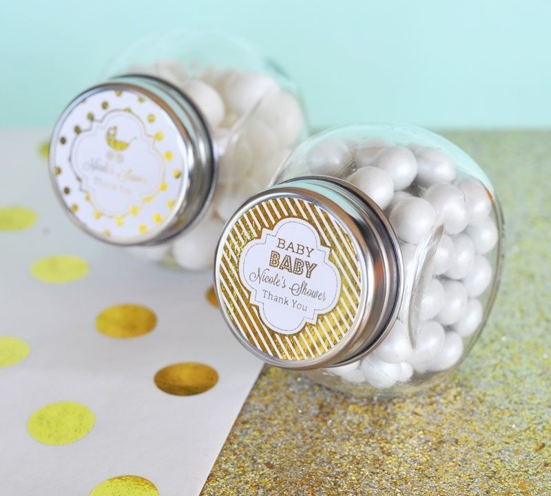 Personalized Metallic Foil Candy Jars - Baby