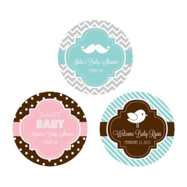 Personalized Mod Baby Silhouette Round Favor Labels