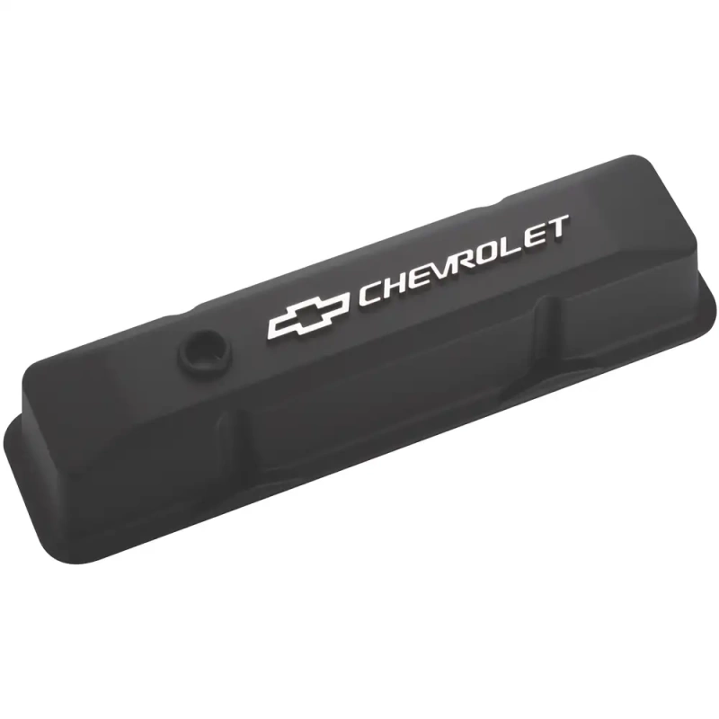 Chevrolet Bowtie Emblem DieCast Valve Covers Raised Emblem Black Crinkle
