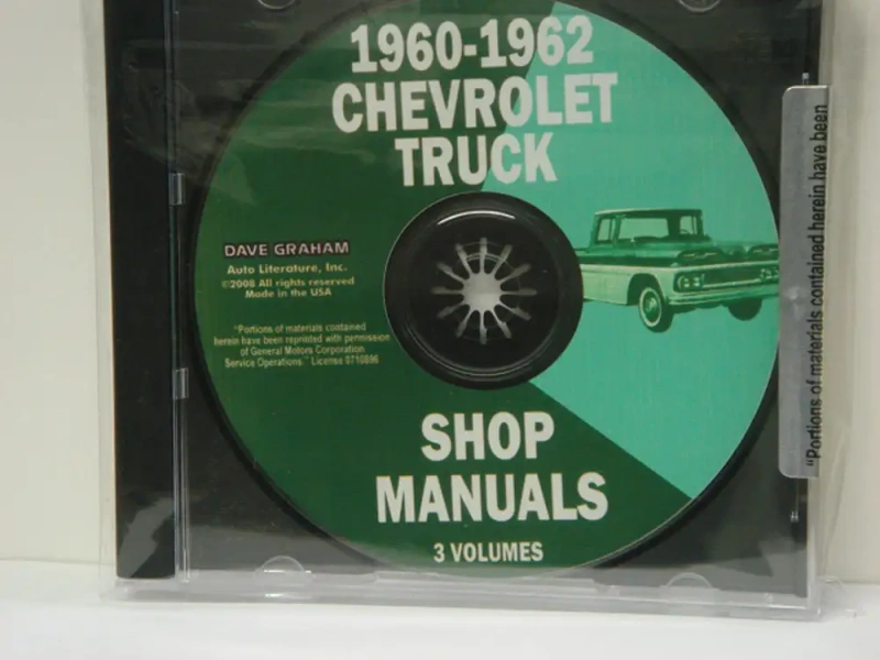Chevy Truck Shop Manual On Cd 1960 & 1962